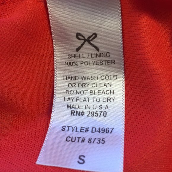 Everly Vintage Orange & White Polka Dot Dress w Abtract Floral Design Size Small - Picture 3 of 5